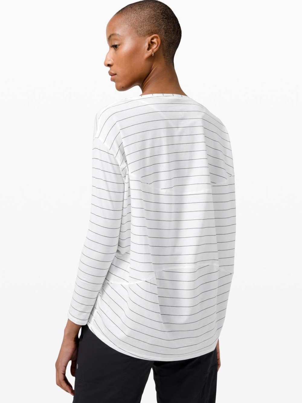 Lululemon Back in Action Long Sleeve White and Black Stripe - Size 2